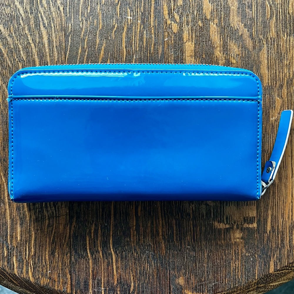 kate spade Blue Patent Zip-Around Wallet - Picture 2 of 6
